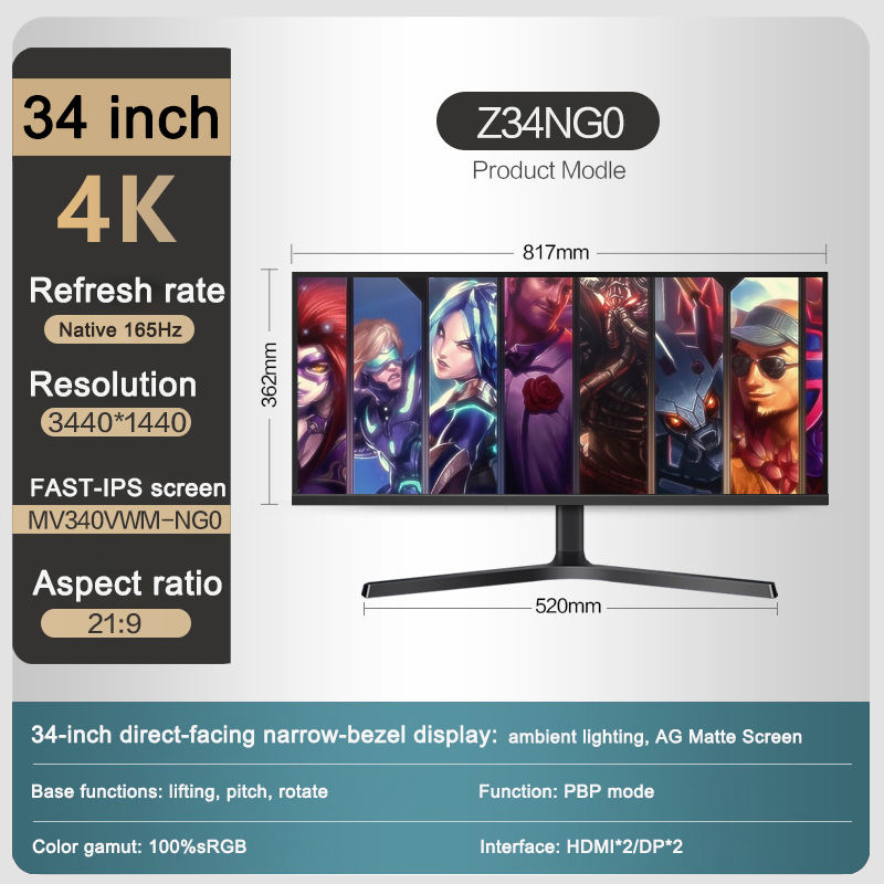 Monitor piatto da 34